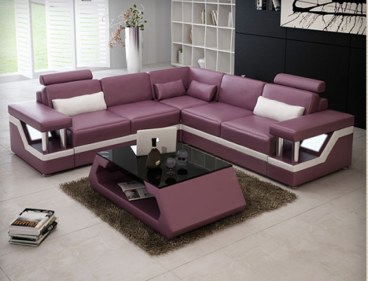 XXL Ledersofa mit USB Garnitur Wohnlandschaft Eckcouch Leder Ecksofa HAMBURG II
