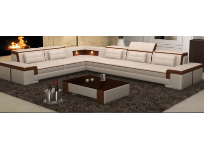 Modern Ecksofa Couch Leder Polster Design Sofa Garnitur Wohnlandschaft
