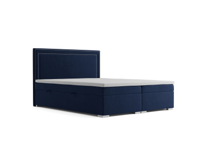 Boxspring Bett Hotel Doppel Design Betten Luxus Polster Kasten Funktion Blau Neu