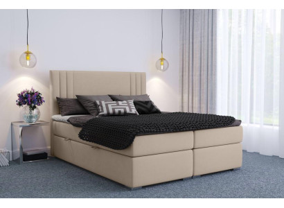 Boxspring Bett Hotel Doppel Beige Textil Luxus Betten Polster Kasten Funktion