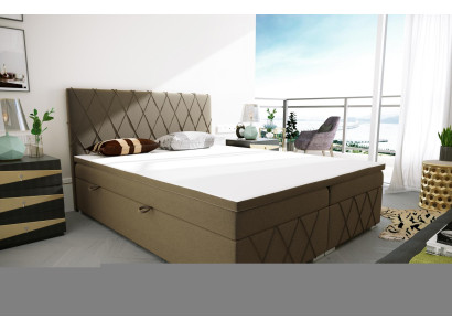 Boxspring Bett Hotel Doppel Samt Luxus Betten Polster Bettkasten Funktion Braun