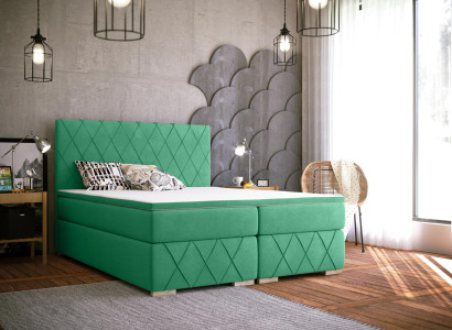Boxspring Bett Komplett Set mit Matratze & Topper Luxus Polster Textil Betten