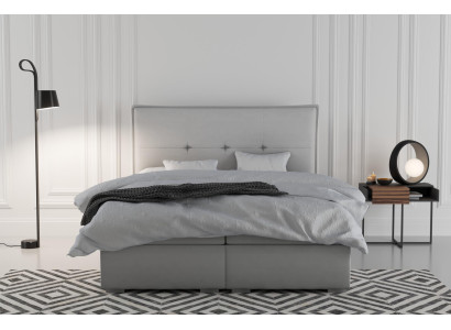 Boxspring Bett Hotel Doppel Textil Grau Luxus Betten Polster Bettkasten Funktion