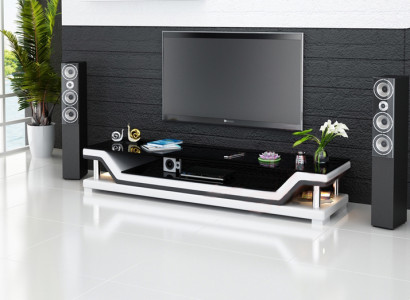 RTV TV Sideboard Leder Glas Tisch Fernseh Schrank Tisch Designer 3009