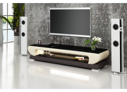 RTV TV Sideboard Leder Glas Tisch Fernseh Schrank Tisch Designer 403