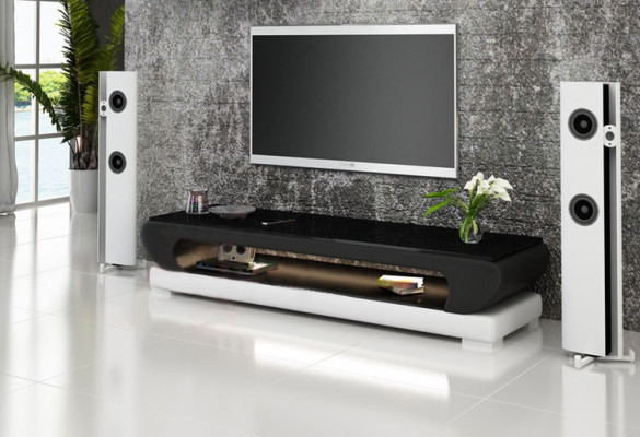 RTV TV Sideboard Leder Glas Tisch Fernseh Schrank Tisch Designer 403