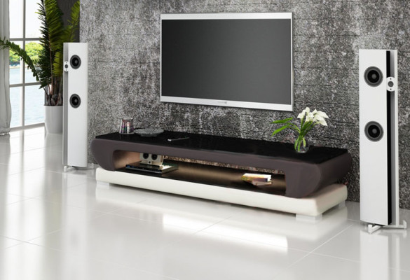 RTV TV Sideboard Leder Glas Tisch Fernseh Schrank Tisch Designer 403