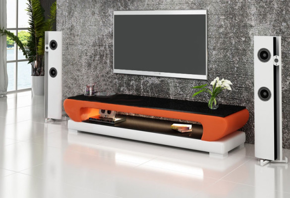 RTV TV Sideboard Leder Glas Tisch Fernseh Schrank Tisch Designer 403
