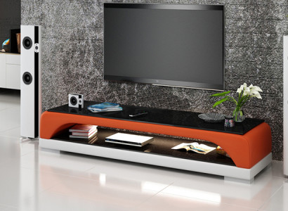 RTV TV Sideboard Leder Glas Tisch Fernseh Schrank Tisch Lowboard Mo.H