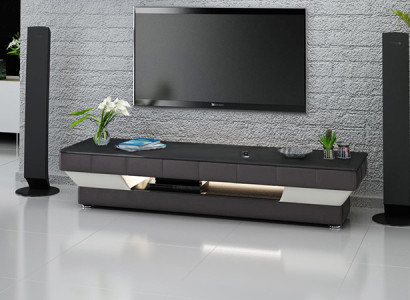 RTV TV Sideboard Leder Glas Tisch Fernseh Schrank Tisch Lowboard Mo.J