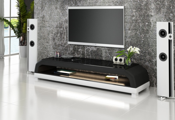 RTV TV Sideboard Leder Glas Tisch Fernseh Schrank Tisch Dekor Designer