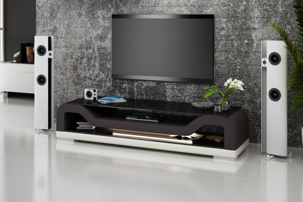 RTV TV Sideboard Leder Glas Tisch Fernseh Dekor Schrank Tisch Designer