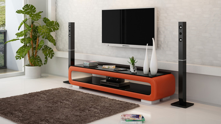 RTV TV Sideboard Dekor Leder Glas Tisch Fernseh Tisch Schrank Designer