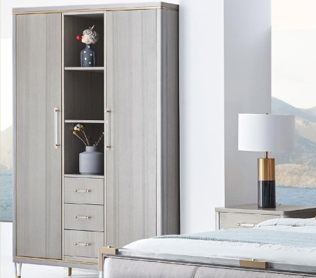 Bett Nachttisch Kommode 4 tlg. Schlafzimmer Deko Set Design Modern Luxus