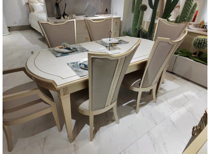 Essgruppe Moderne Stuhle Tisch Tische 7tlg. Esstisch 6 x Stühle Esszimmer Set
