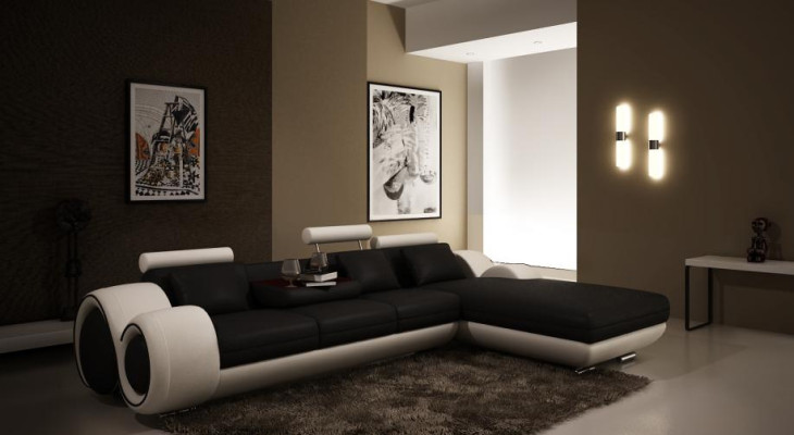 Patentiertes Design Ecksofa Sofa Couch Polster Leder Ecke BERLIN2 Wohnlandschaft