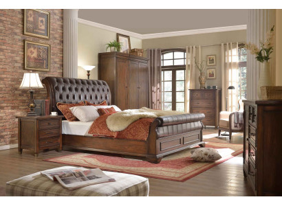 Schlafzimmer Bett Nachttische 3 tlg. Set Luxus Betten Holz Doppelbett Neu