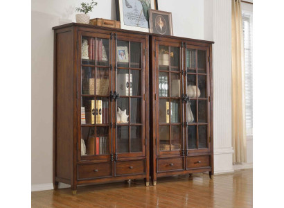 Set 2x Vitrine Kommoden Vitrinen Glas Schrank Glasschrank Vitrinenschrank Holz