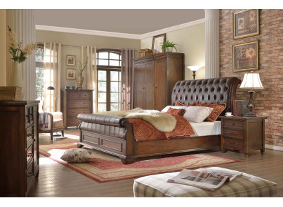 Chesterfield Bett Leder Polster Doppel Betten Designer Bett 180 x 200cm Barock