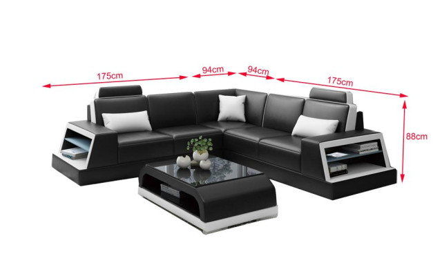 Ecksofa L-Form G8045B Eck Sofa Polster Couch Sitz Ecke Leder Garnitur Moderne
