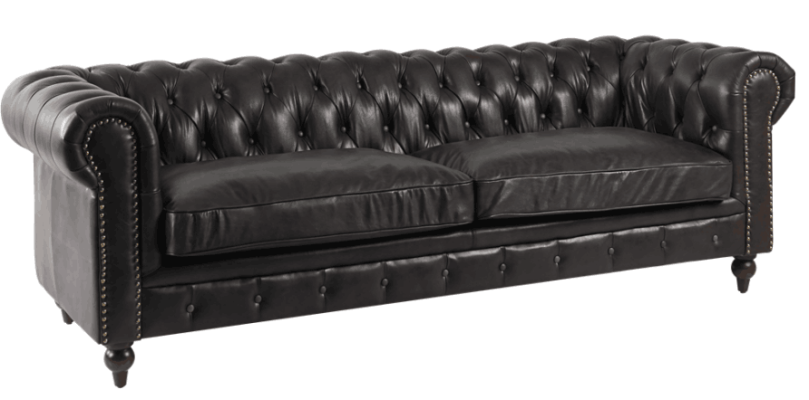 Cheterfield Sofa 3 Sitzer Modern Leder-Fibre Echtholz Luxus Klassisch Stil Möbel