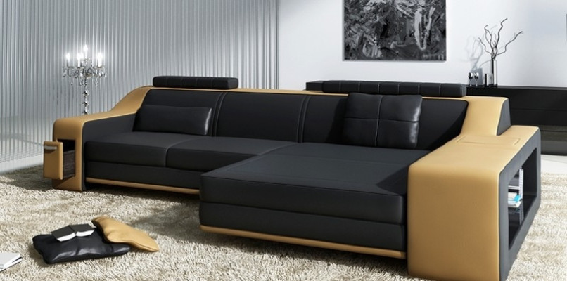 Design Ecksofa Sofa Couch Polster Sitz Eck Garnitur Sofas Leder Textil Themar BW