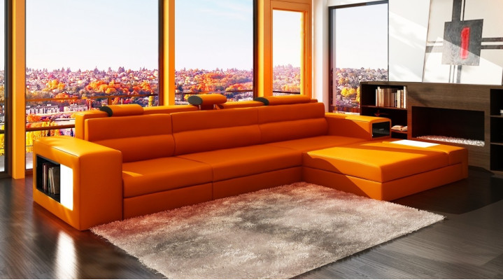 Ledersofa Couch Wohnlandschaft Ecksofa Eck Garnitur Design Modern Sofa B2006B