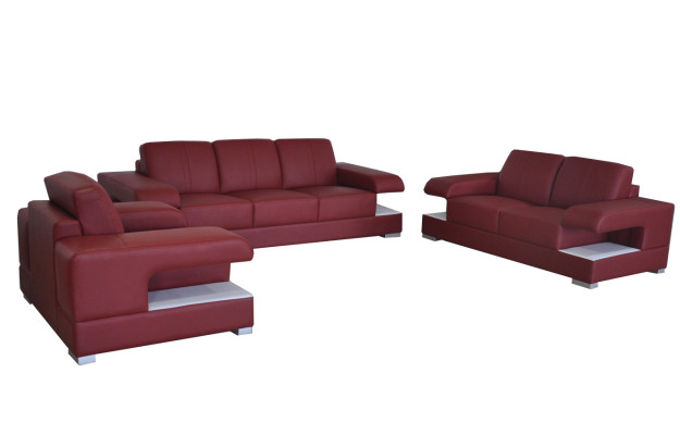 Ledersofa Couch Wohnlandschaft Garnitur Design Modern Sofagarnitur 3+2+1 G8028D