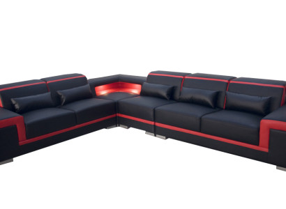 XXL Couch Ecke Ledersofa Wohnlandschaft Garnitur Design Modern Sofa LForm G8020B