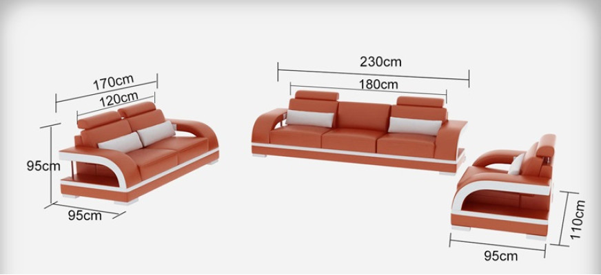 Ledersofa Couch Wohnlandschaft 3+2+1 Sitzer Sofa Garnitur Dekor Design Neu