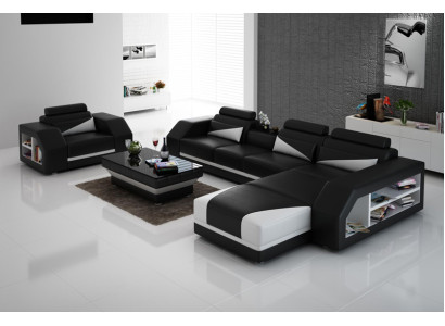 Ledersofa Couch Wohnlandschaft Ecksofa L Form Design Modern Sofa Neu G8018F