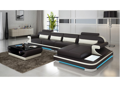 Ledersofa Couch Wohnlandschaft Ecksofa Eck Garnitur Design Modern Sofa G8021C