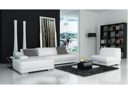 Ledersofa Sofa Couch Wohnlandschaft Ecksofa Eck Garnitur Design + Sessel K5002D