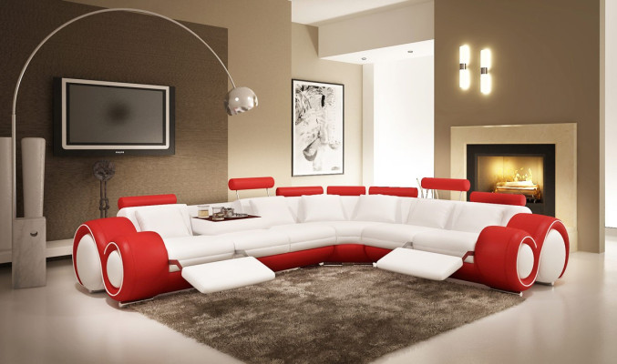 Ledersofa Couch Wohnlandschaft Ecksofa Eck Garnitur Design Modern Sofa A1163