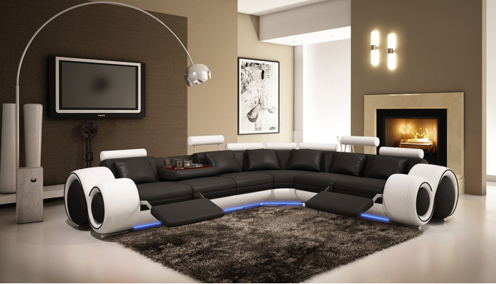 Ledersofa Couch Wohnlandschaft Ecksofa Eck Garnitur Design Modern Sofa A1163