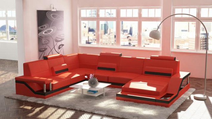 Designer Wohnlandschaft U-Form mit USB Ecksofa Polster Garnitur Eckgarnitur Sofa