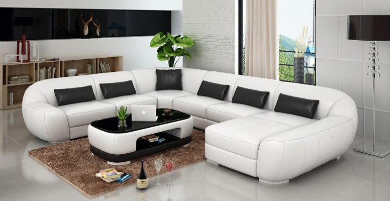 Modernes Ledersofa+ USB,Ecksofa Wohnlandschaft Sitz Polster Couch Garnitur Neu