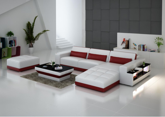 Ledersofa Couch Wohnlandschaft Ecksofa Eck Garnitur Design Modern Sofa G8019E