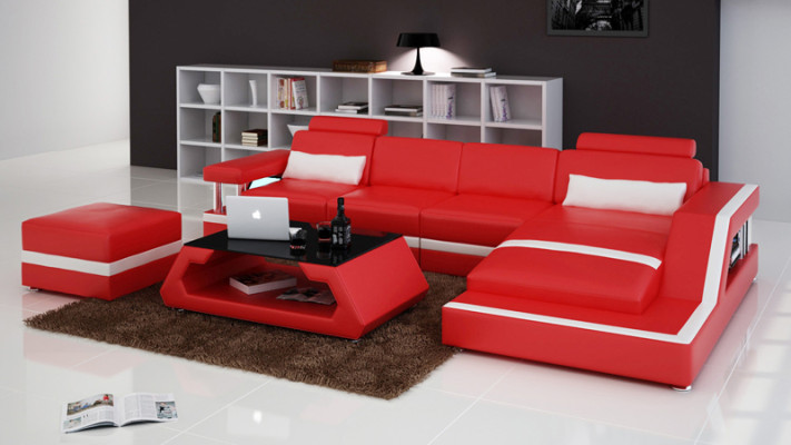 Ledersofa Couch Wohnlandschaft Modern Eck Dekor Ecksofa Design Garnitur