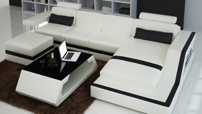 Ledersofa Couch Wohnlandschaft Modern Eck Dekor Ecksofa Design Garnitur