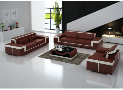 Ledersofa Couch Wohnlandschaft 3+2+1 Sitzer Garnitur Sofagarnitur Sofa G8020D