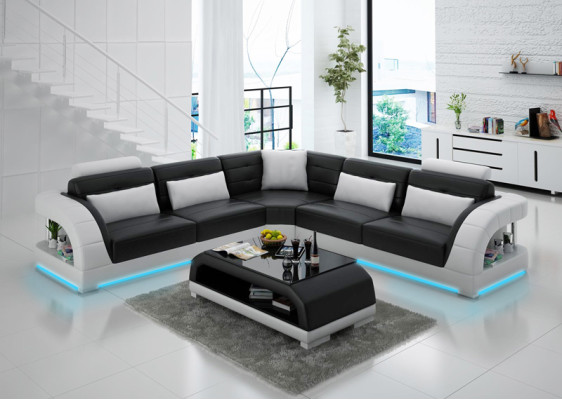 Ledersofa Sofa Couch Wohnlandschaft Modern Eck Ecksofa Design Garnitur