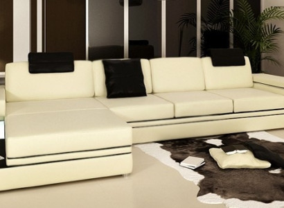 Wohnzimmer Sofa Ledersofa Polstercouch Sitzgarnitur Moderne Beleuchtet LED + USB
