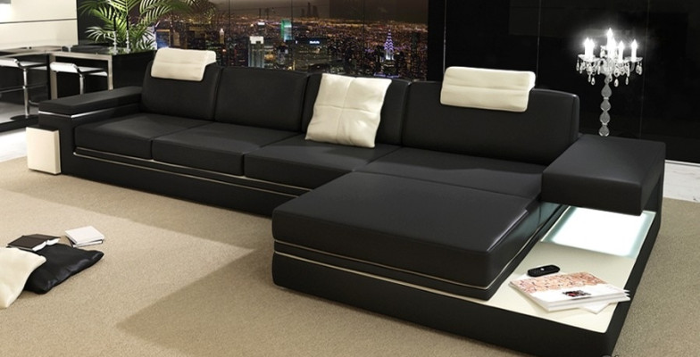Moderne Wohnzimmer Design Couch Textil Stoff Sofa Polster Eck Garnitur LED + USB