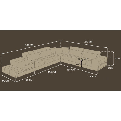 Ecksofa Sofa Couch USB Polster Wohnlandschaft Ledersofa design L Form Neu Beige