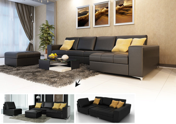 Ledersofa Sofa Couch USB Wohnlandschaft Ecksofa Garnitur Design Modern Neu K5005