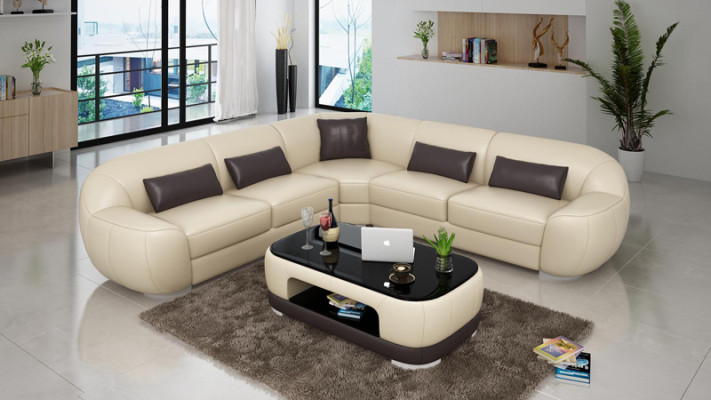 Ledersofa Couch Wohnlandschaft Ecksofa Eck Garnitur Modern Sofa USB Maßfertigung