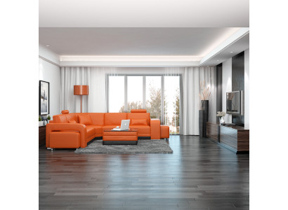 Ledersofa mit USB Wohnlandschaft Ecksofa Eck Garnitur Design Modern Sofa F3017B