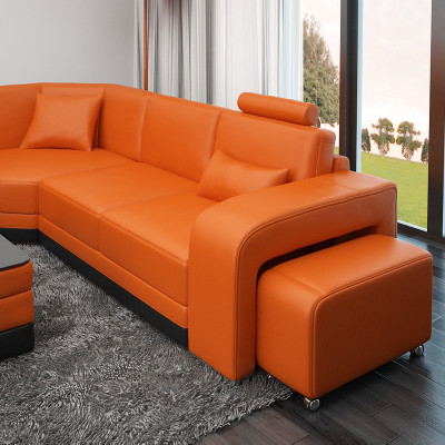Ledersofa mit USB Wohnlandschaft Ecksofa Eck Garnitur Design Modern Sofa F3017B