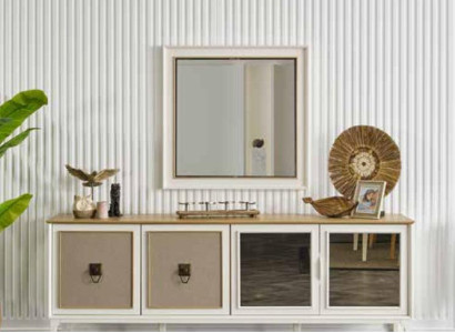 Anrichte Gruppe Holz Design Anrichte Side Schrank Regal Set 2tlg Kommode Spiegel